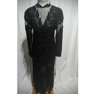 Capriccio by Dina Vintage Black Jacquard Silk Dress